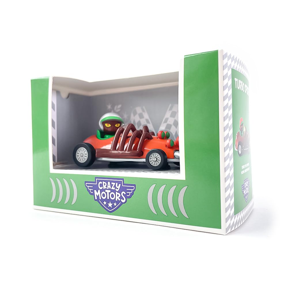 DJECO Crazy Motor Turbo Spider Sports Car Racing Car with Figures Car Suspension Educational Toy Educational Age 3 4 5 6 7 8 Boys Toddlers Baby