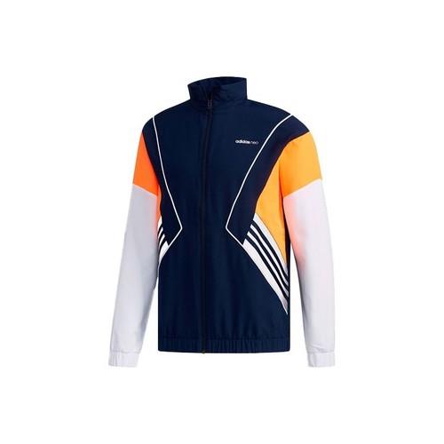 adidas Retro Casual Sports Hoodie Colorblock Jacket for Men, Dark Navy Blue S