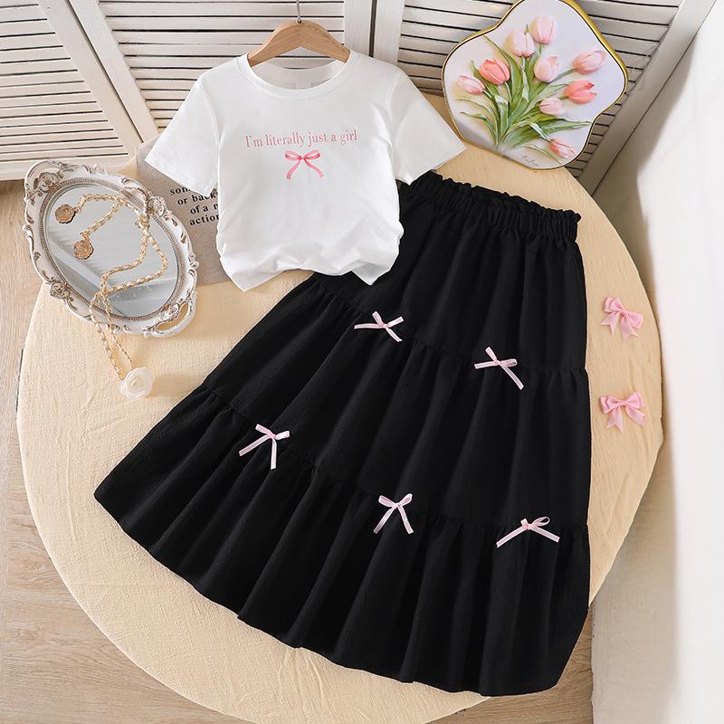 Girls  Casual Set - Summer Children s Fashionable Top and Skirt Set (two-piece) 130cm=8Y белый