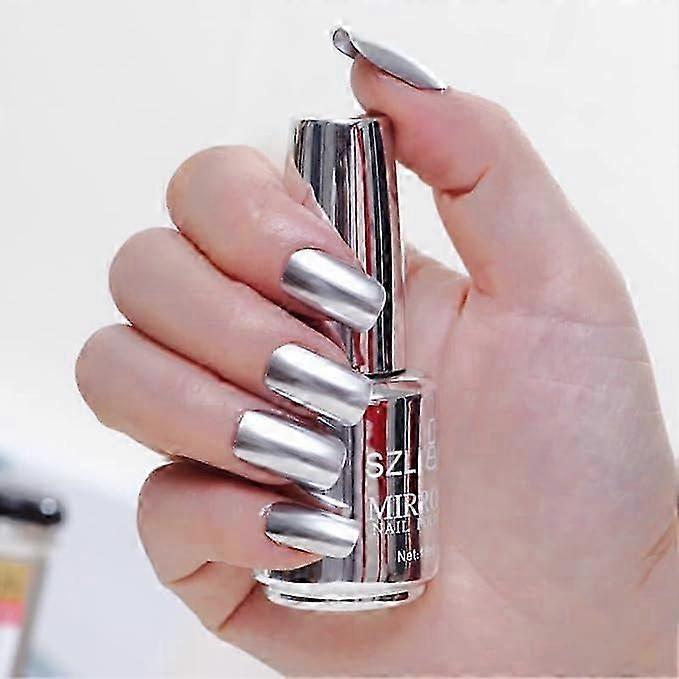 Silber Metallic Spiegel Nagellack Schnelltrocknend Langanhaltend Diamant Perlen Schimmer 18ml (12 #)