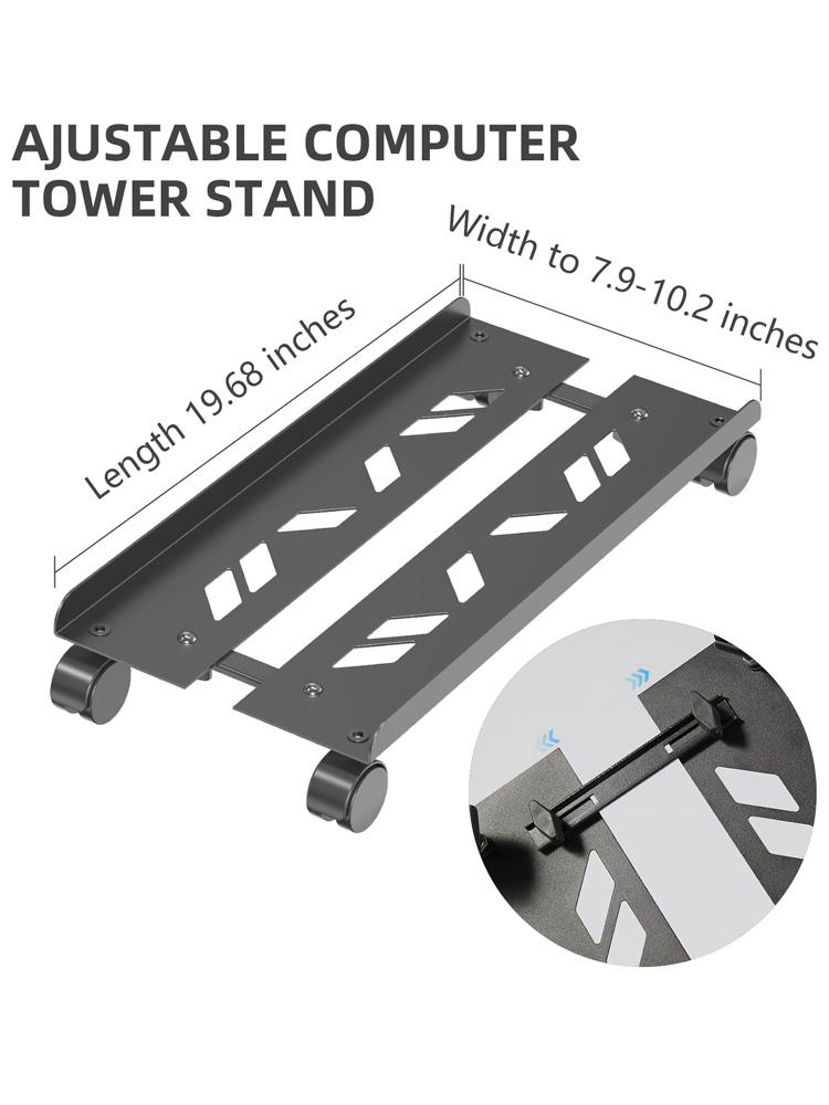 

Adjustable Metal Computer Tower Stand, PC Floor Stand with 4 Caster Wheels Fits Most PC, Under Desk CPU Holder PC Floor Cart чорний