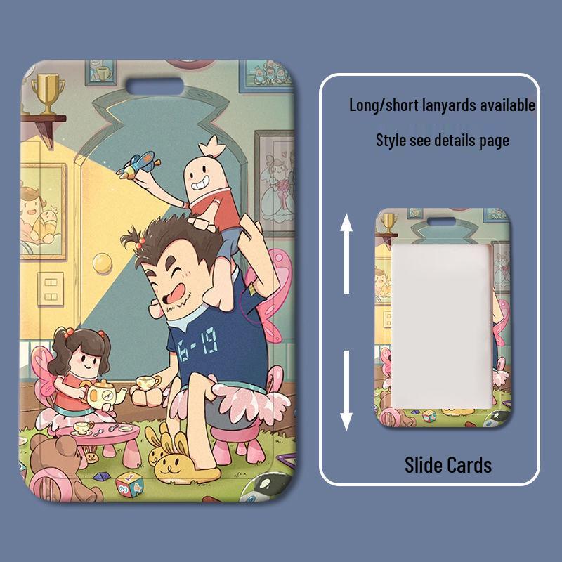 Sausage Party Sliding Cartoon ID Badge Holder: Plastic Cover for School ID, Meal Card, or Work Access Card
