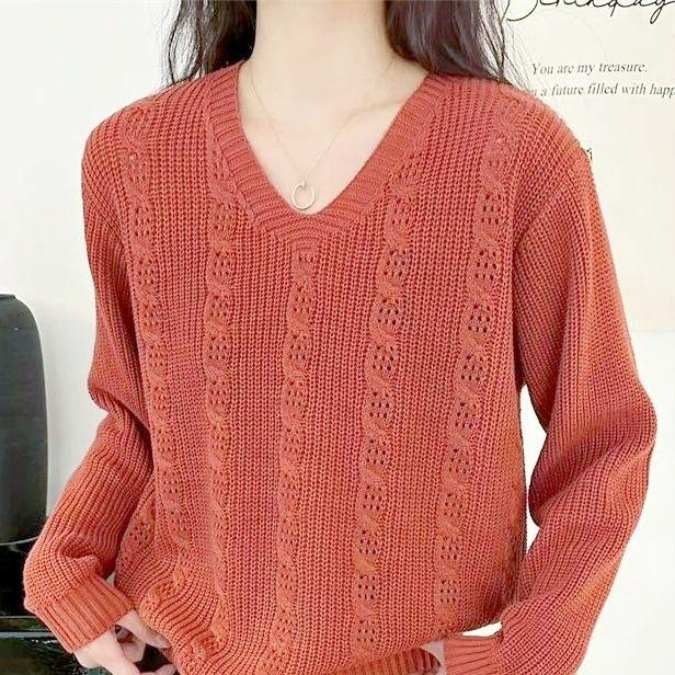 

Женский свитер большого размера с короткими рукавами и низким вырезом, нишевый, женский, скрывающий полноту плеч, тонкой вязки 6XL красный