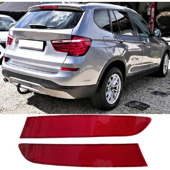 Red Lens Rear Bumper Reflector, Car Rear Bumper Reflector Compatible with BMW X3 F25 LCI 2015-2017, Right Passenger Side 63257352210(1pcs)