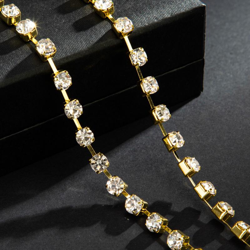 Necklace Single Row Diamond Chain Cross Key Pendant Hip Hop Necklace