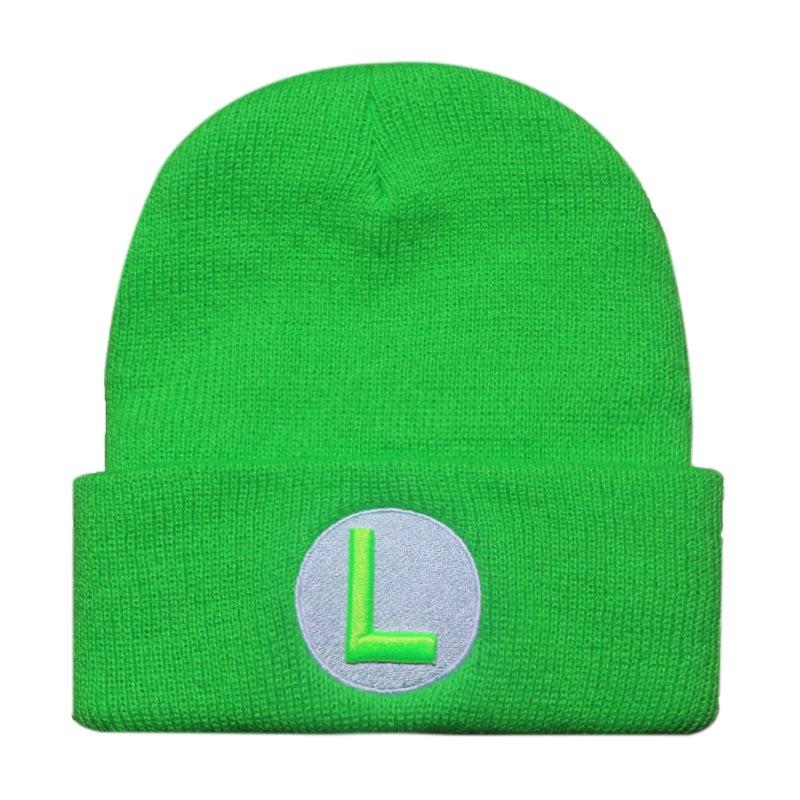 Odyssey Game Cartoon Anime Super Luigi Bros Knitted Hat Unisex Embroider Woolen Cosplay Kawaii Autumn Winter Cap Adult Kids 55-60cm