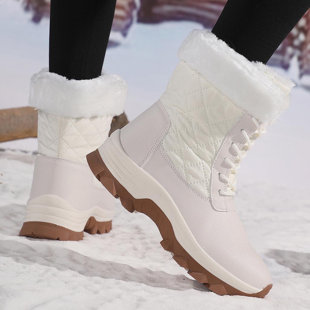 TUINANLE Unisex Black Snow Boots: Velvet, Lightweight, Thickened Plush Warmth Women Ankle Boots Men Cotton Shoes