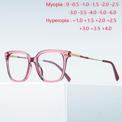 Moc 0 -0,5 -0,75 Do -6,0 Różowa Oprawka Okulary Korekcyjne dla Uczniów Kobiety 1,56 Asferyczne Okulary na Dalekowzroczność +0,5 +0,75 Do +4,0