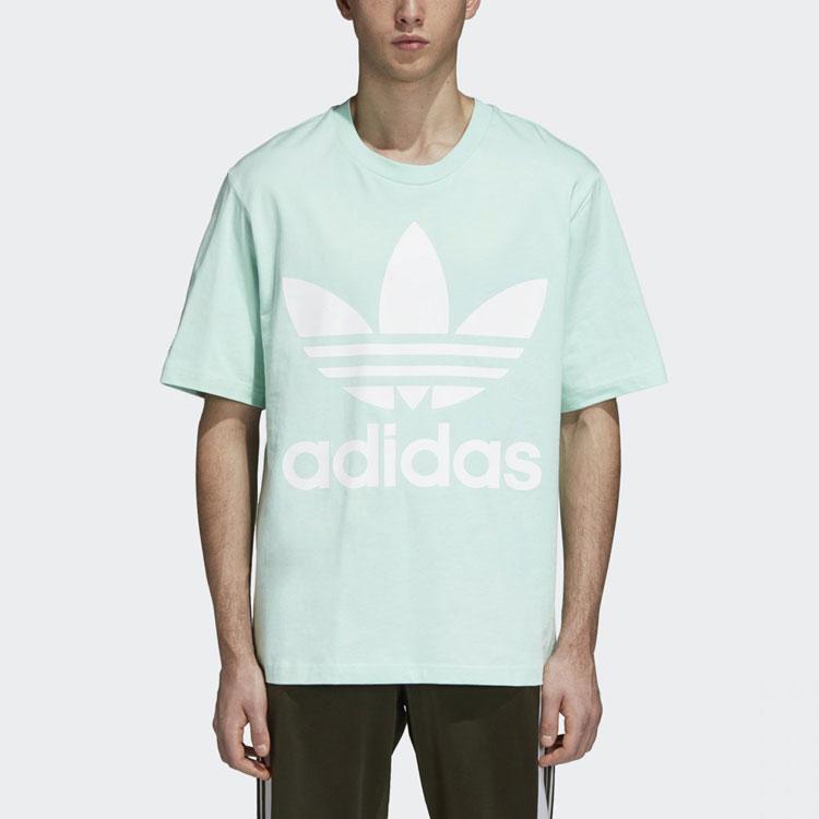Adidas Originals Trefoil Large Logo Print Crew Neck T-Shirt Men Tops Mint-Green DH5839