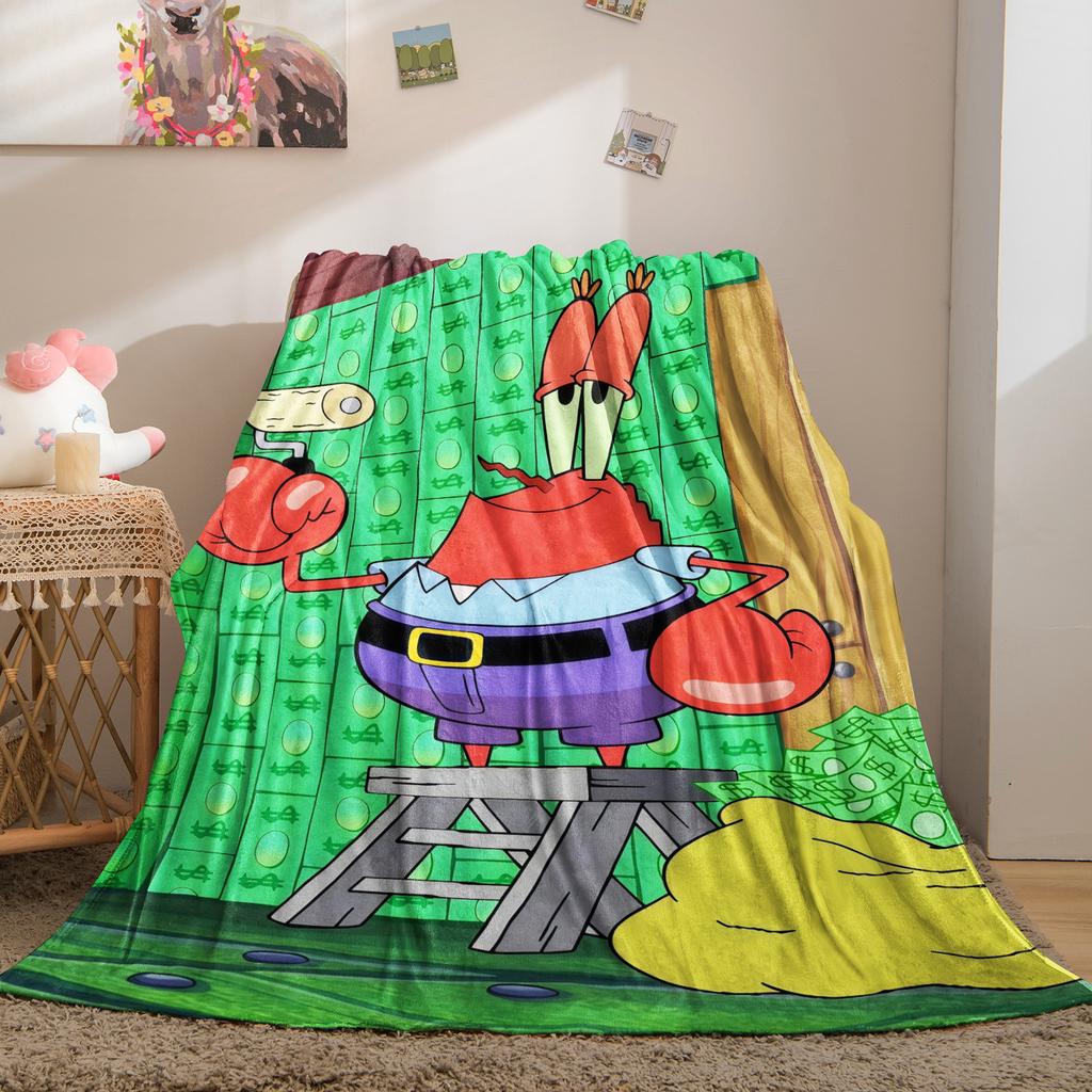 SpongeBob: Mr. Krabs Obsessed with Money–Wall of Banknotes Blanket Soft Multifunctional Decortive Universal Throw Blankets Gift