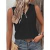 Women Summer Tshirt Casual Round Neck Buttoned Vest Top Solid Color European American Style New