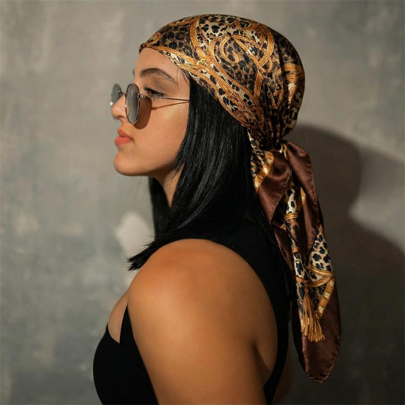 2026 New Fashion Leopard Print Silk Hairbands Scarf Women Elagant Bandana Neck Kerchief Head Bands Foulard Female Scarfs