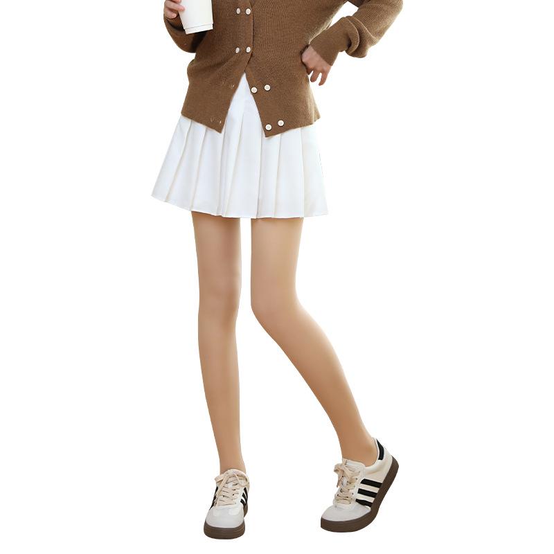 Double-Layer Nude-Look Women's Autumn/Winter Velvet-Enhanced Footed Tights & Stockings