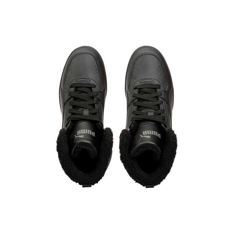 Puma Rebound Joy Fur Comfortable Round Toe Cushioning Abrasion Resistant High Top Basketball Shoes Unisex Black 375576-04