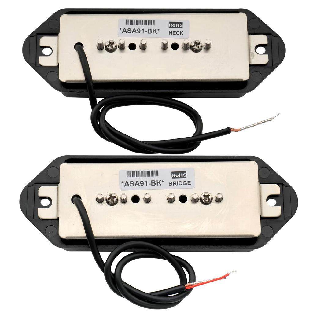 Artec ASA91 Alnico 5 P90 Dog-Ear Pickups, Neck/Bridge PU Set for Electric Guitar, Black