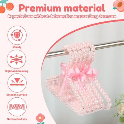 12Pcs Pearl Hanger Kids Plastic Artificial Pearl Bead Bow Hanger Exquisite Shape Clothing Storage Tools for Children Pet Clothes
