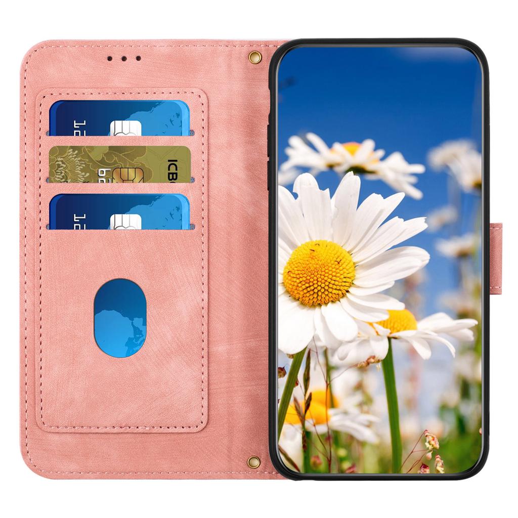 For iPhone 16 Case Flower Pattern PU Leather Phone Cover with Card Slots