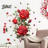 Autocollants de Fleurs Polyvalents Floraux à Décoller Mur Rouge Rose pour Maison Autocollant Aquarelle et à Coller Application Facile Décor Salon