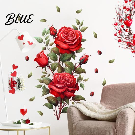 Autocollants de Fleurs Polyvalents Floraux à Décoller Mur Rouge Rose pour Maison Autocollant Aquarelle et à Coller Application Facile Décor Salon