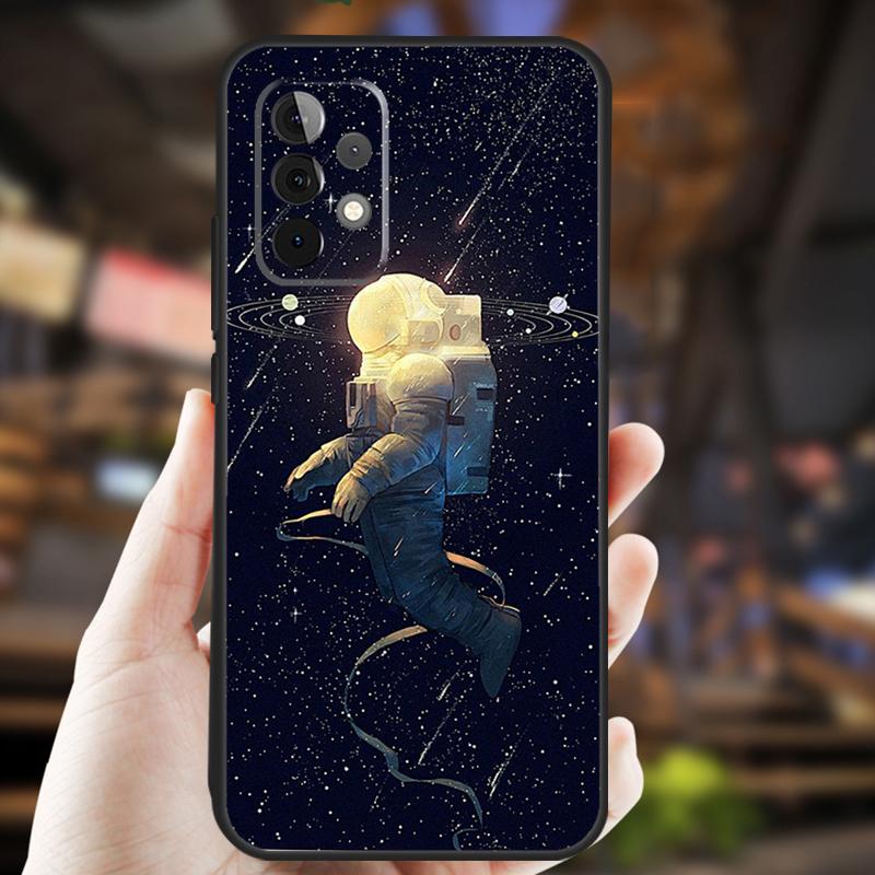 Space Moon Astronaut Case For Samsung Galaxy A15 A35 A55 A53 A33 A13 A36 A56 A26 A16 A22 A32 A52 A54 A34 A05 A06