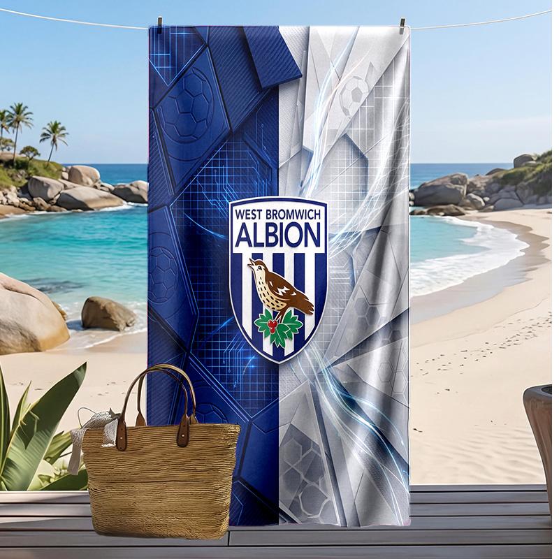 Toalla de Playa con Estampado de Fútbol del West Bromwich Albion, Toalla Grande Suave de Secado Rápido para Playa, Camping, Natación