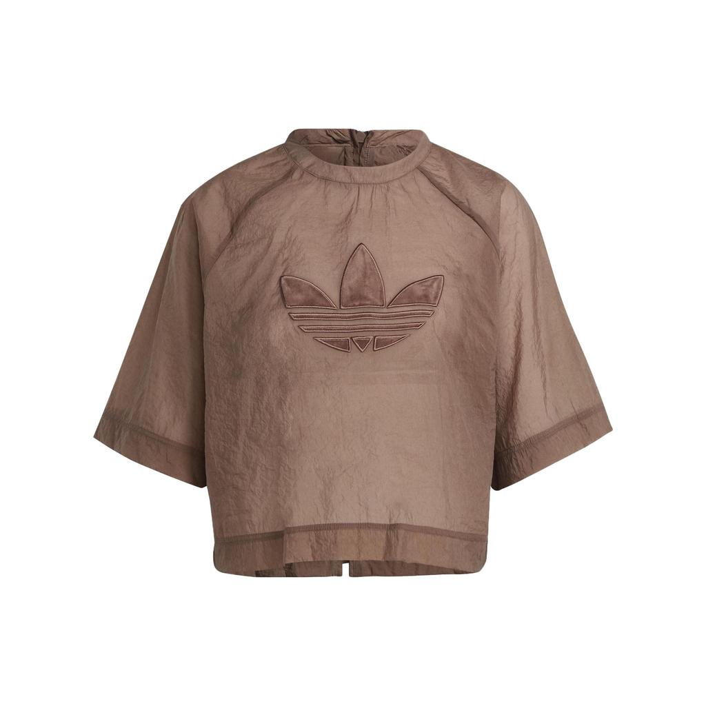 Adidas Originals Trefoil Logo Print Casual Round Neck Short Sleeve T-Shirt Women T-Shirts Brown IC7216