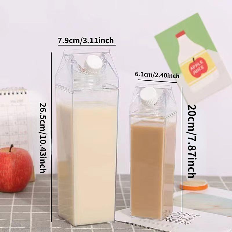 

Milk Paper Box Water Bottle, Coffee Juice Tea Plastic Square Cup, Outdoor Sports Camping Gym Transparent Storage Container 0.5L чистий