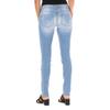 Women's Long Jeans with a Worn and Torn Effect 10DBF0094