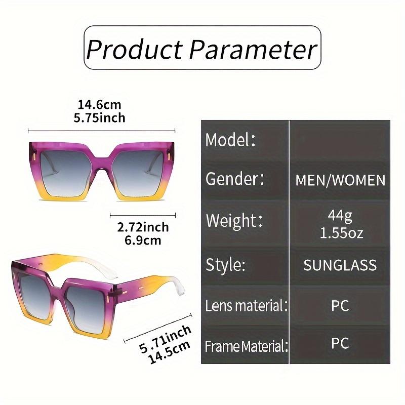 Gradient Fashion Sunglasses Large Square Rectangle Frame Anti-Reflective Lens Sport Eyewear Summer Beach Party Accessory