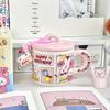 Cute cartoon mug girl gives girlfriend birthday gift puppy cake ceramic cup couple water cup with lid spoon