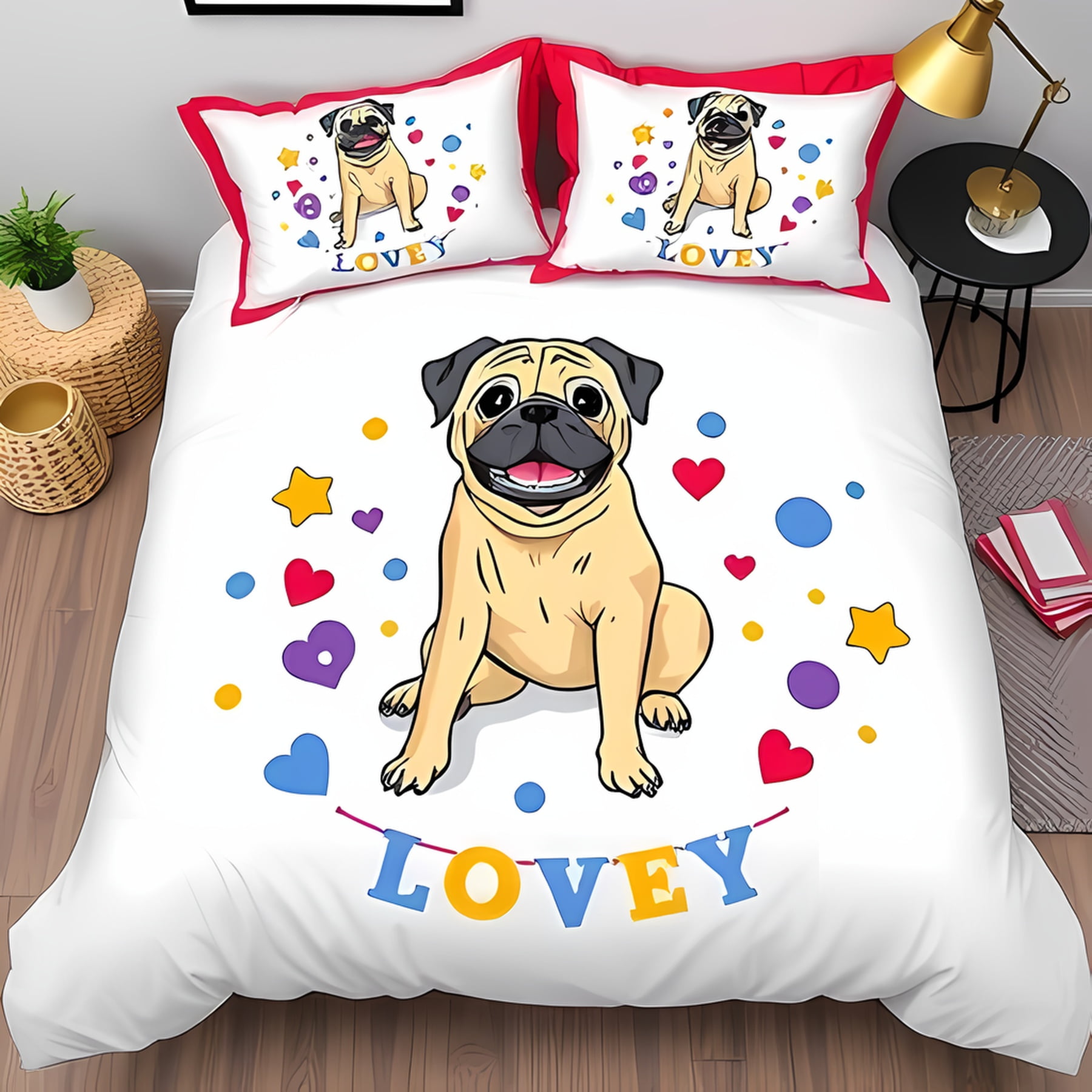 

Comforter Pug Dog Watercolor Pale Yellow Bedding With Matching S For A Cheerful Bedroom Children Kids Adults Comforter (quilt)-EU Single(135*200cm)3pcs
