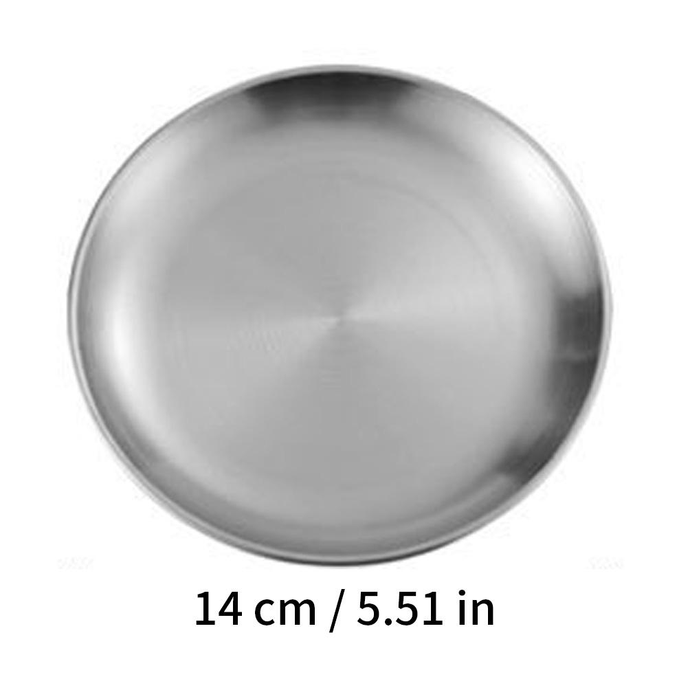 Stainless Steel Cat Bowl 14cm Shallow Plate Whisker Fatigue Relief Flat Easy Clean Kitten Puppy Food Feeding Dishes Pet Supplies
