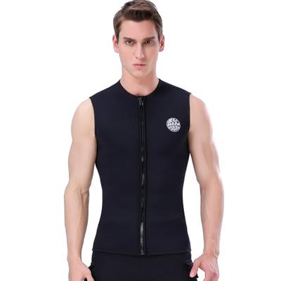 Men's 3mm Neoprene Fleece-Lined Wetsuit Vest with Front Zip for Surfing, Diving, and Snorkeling, Size 2XL
