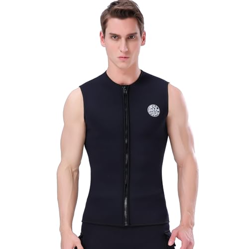 

Men s 3mm Neoprene Fleece-Lined Wetsuit Vest with Front Zip for Surfing, Diving, and Snorkeling, Size 2XL