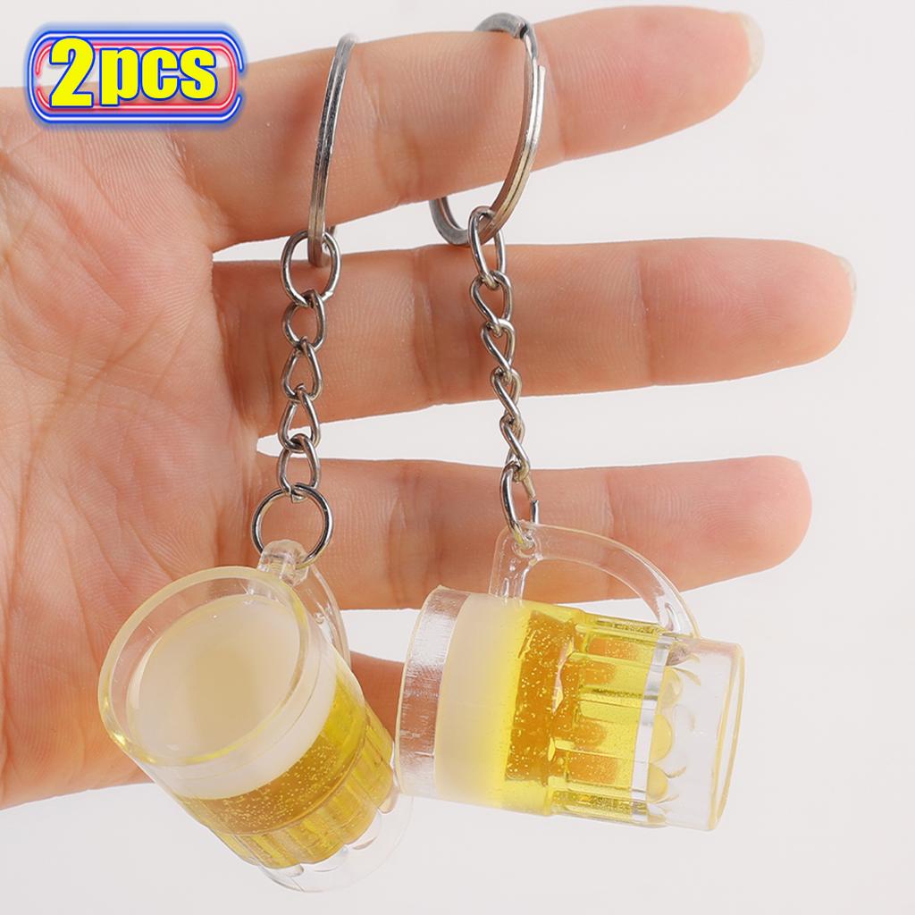 Simulation Beer mug keychain Men Women Couple Resin Simulation Food Handicraft Key Chain Bag Pendant Jewelry Accessories Gift