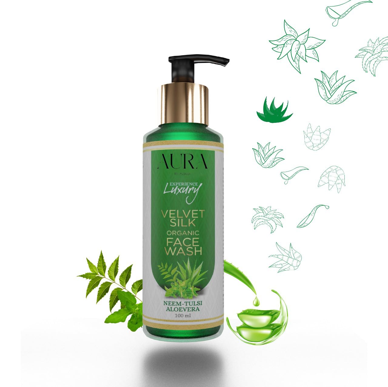 Aura by Sciian Neem Tulsi Aloevera Face Wash - 100 Ml | Skin Refreshing Wash | Soap-Free Gentle Cleanser for Sensitive | Skin Brightening Wash for