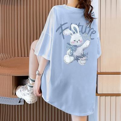 Large Size Pure Cotton T-shirts for Women Summer Cute Cartoon Print Hip Hop Streetwear Casual T Shirt Female Harajuku Oversized Short Sleeve Y2k Tops