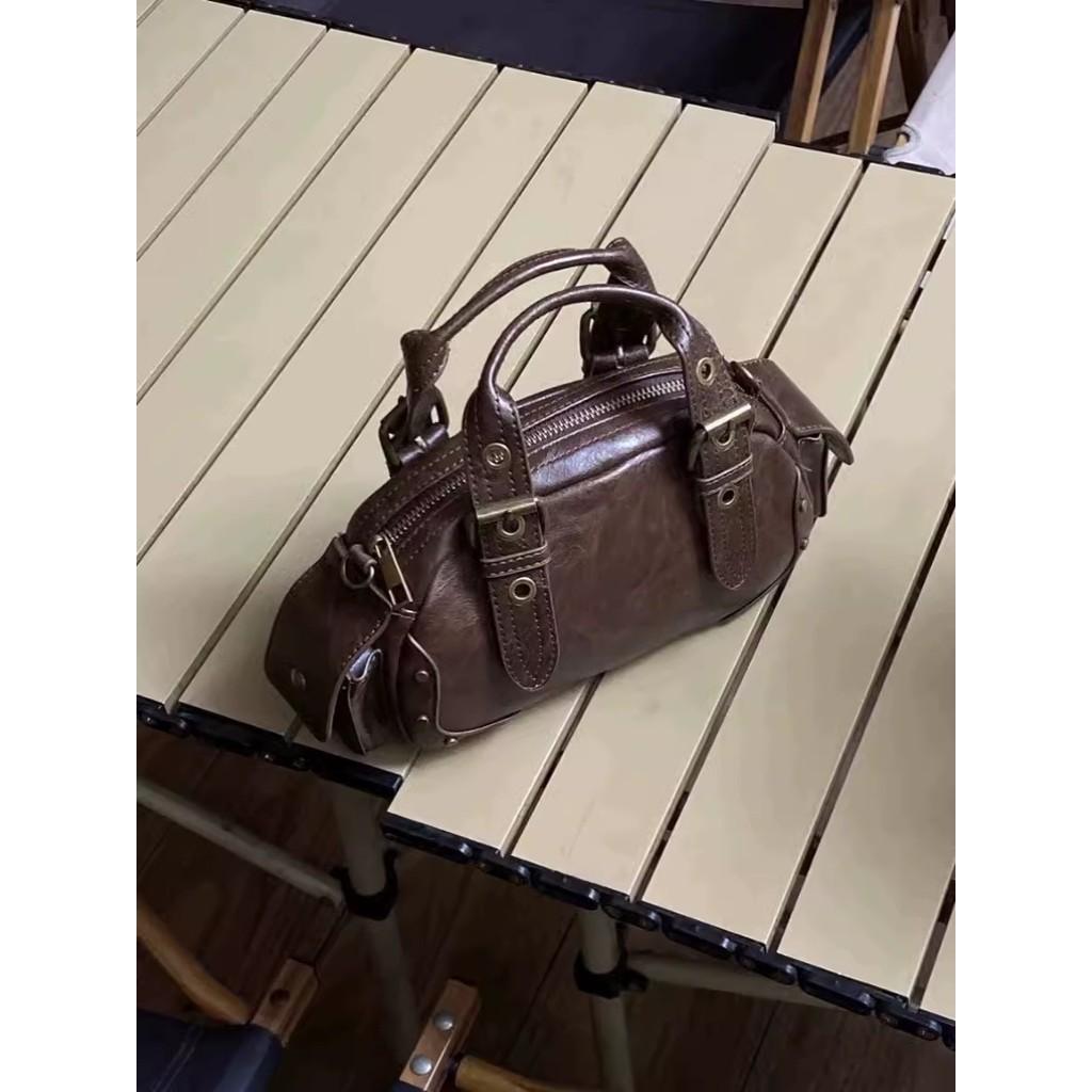 Ielgy Retro Portable Motorcycle Bag Fashion One-Shoulder Messenger Bowling Bag