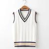 Sweater Vest Men Thicken V-neck Sleeveless Knitted Sweaters Vests Striped Retro Preppy-style Simple Chic Loose Casual All-match