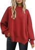 Women's Chunky Knit Loose Batwing Sweater - Autumn & Winter Round Neck, Long Sleeve, Solid Color, Side Slits, European Size, Lazy Style