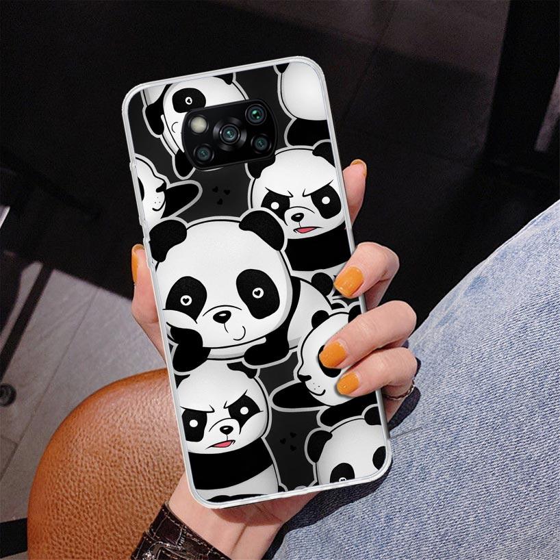 Cartoon Cute Panda Bear Phnoe Case for Xiaomi Poco X5 X6 X7 Pro X4 Gt F7 Ultra M8 M7 Redmi 15C 15 13C 13 12C 12 Unique Cover Coq