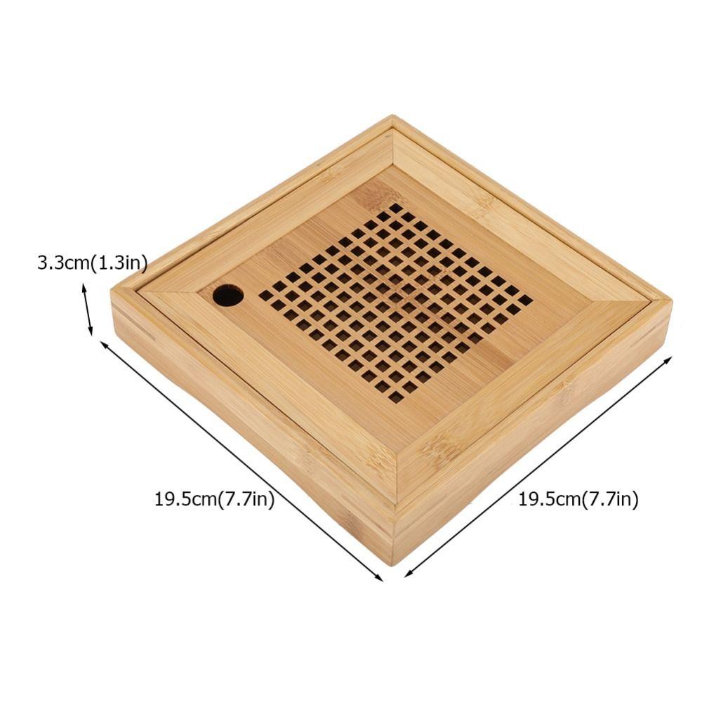 Square Design Kongfu Tea Tray Wooden Material Traditional Chinese Style Water Storage Tray Mini Size Chinese Teacup Tray