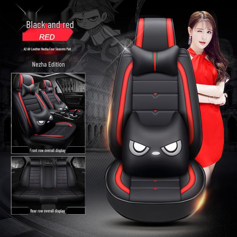 A2 Cartoon Full Leather Car Seat Cushion - New Devil Design