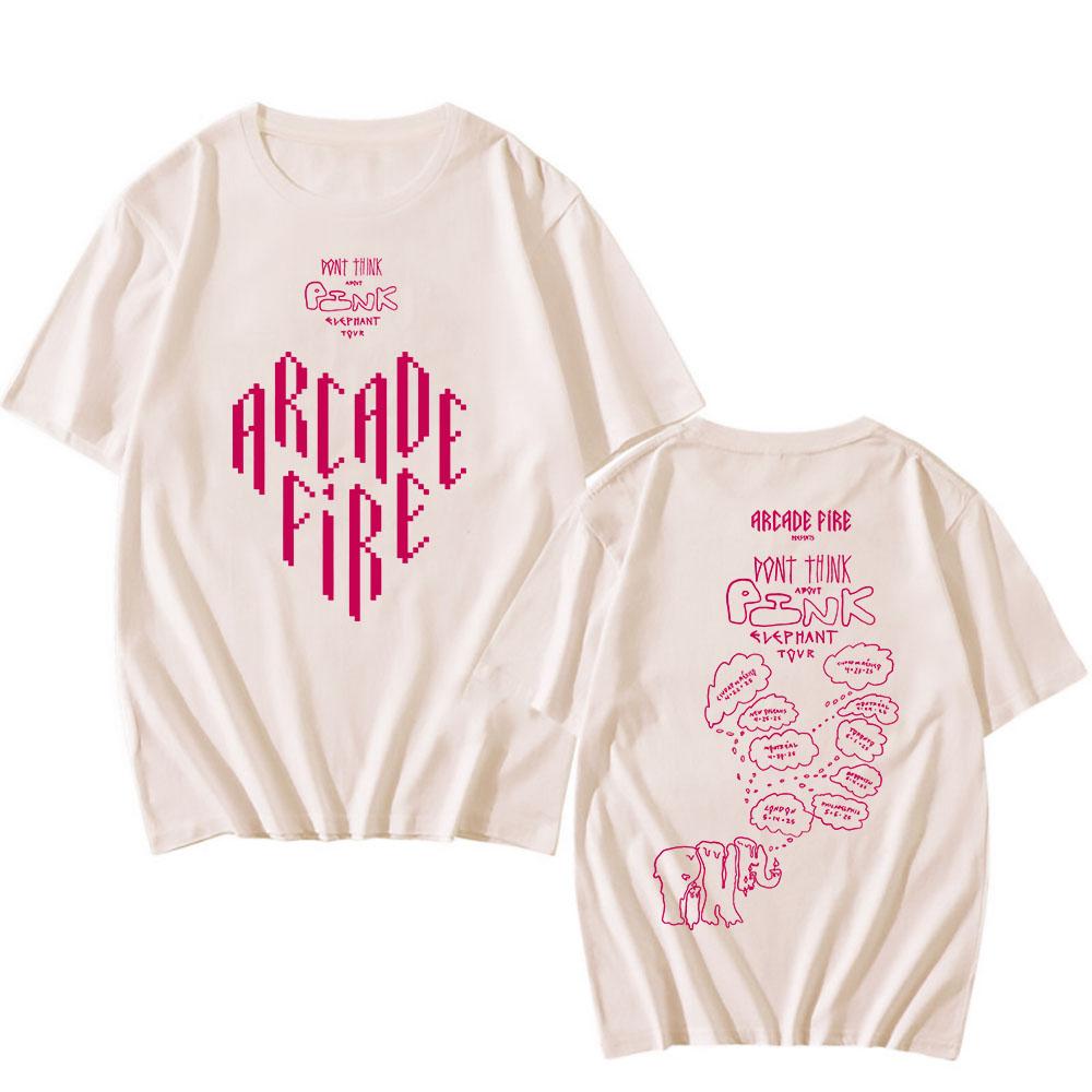 

Don t Think about Pink Elephant Tour 2025 T-shirt ARCADE FIRE Rock Band Tshirts Cotton Men Women Unisex Streetwear Hip Hop Tees XXL пісочний