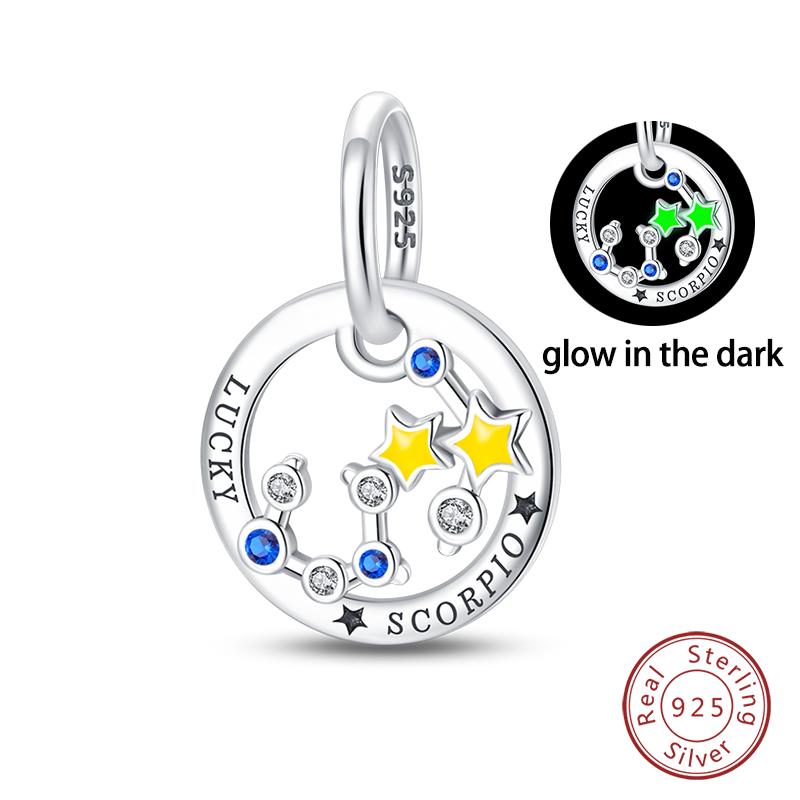 100 copper Creative Luminous 12 Constellation Leo Taurus Pendants Compatible With Authentic Bracelets Do It Yourself Jewellery