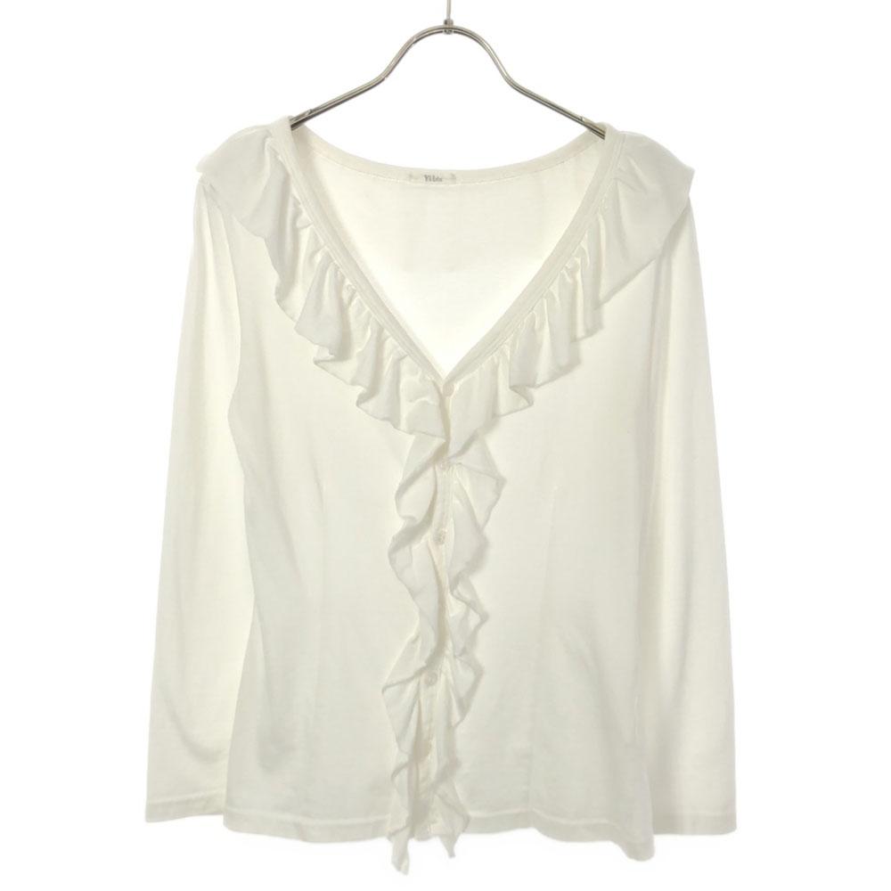 Y's Bis Made In Japan Long Sleeve Frill Cut White Women Used