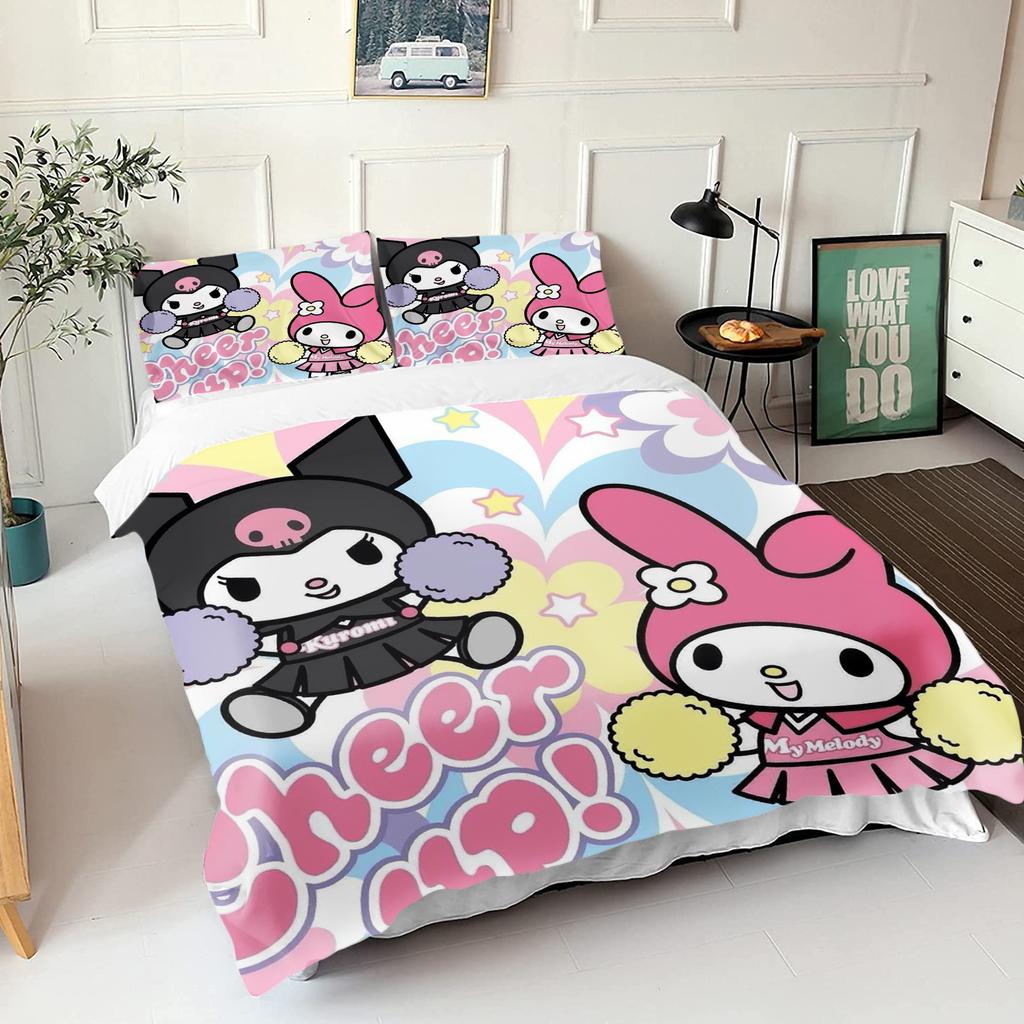 Sanrio Series Kurome 3-Piece 1 Quilt Cover One Piece Bedding Set Comforte Luxus Exquisite Birthday Gift Polyester Home Decor