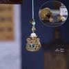 Pear Blossom Carved Gourd Pendant: Wood Ornament & Diffuser Keychain