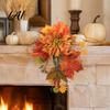Harvest Floral Ornament Artificial Maple Leaf Decoration Autumn Decoration with Leaves Faux Dahlia Exquisite Decor Rustic Hanging for Front