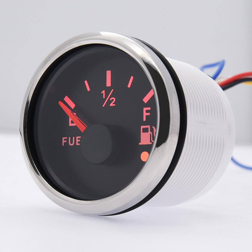 52MM Fuel Level Gauge 0-190 Ohm 7 LED Backlight With Alarm For Marine Car RV Camper Yacht Fuel Level Meter 12V/24V